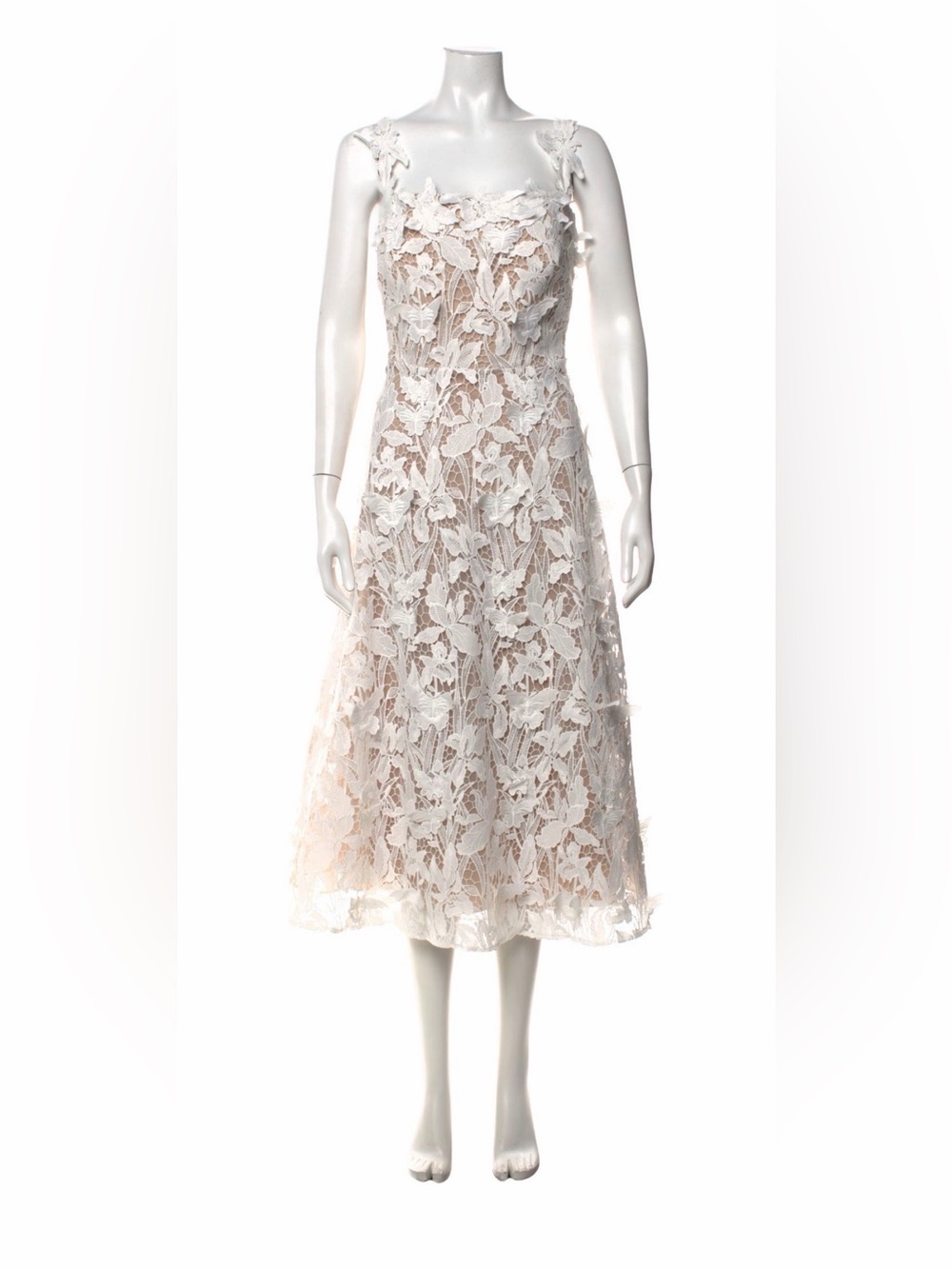 Marchesa Bridal White Lace Guipure Midi Skirt